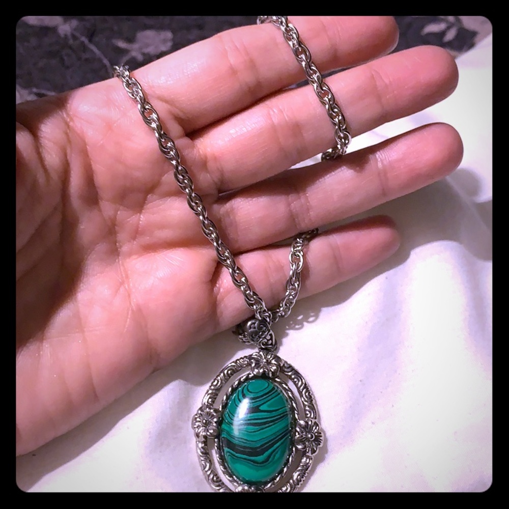 💚Malachite pendant/stainless steel necklace💚